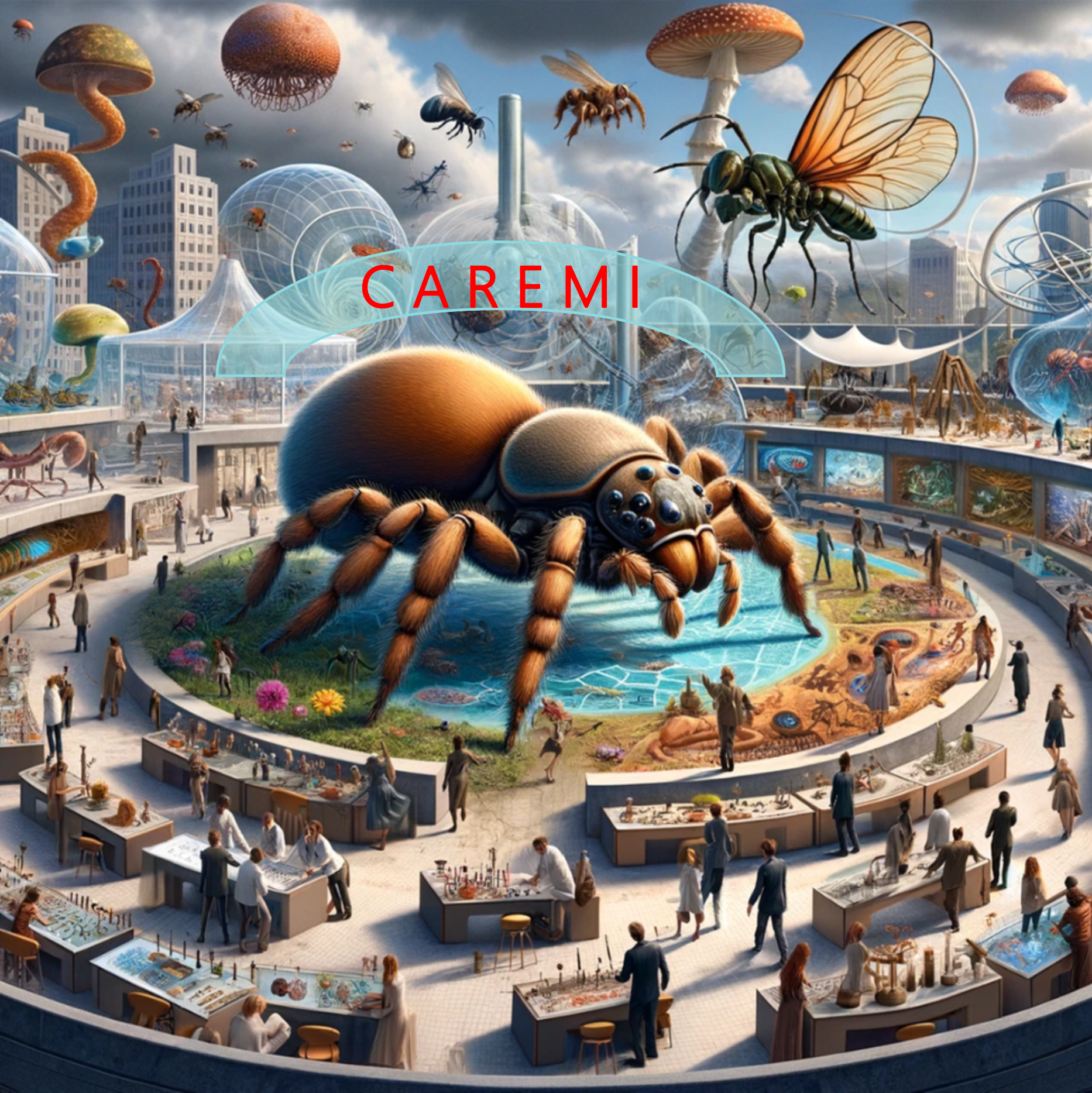 AI Generated image of a speculative community built around arthropod innovation