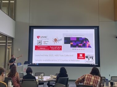 Dr. Shaun Cross presenting on his tick research